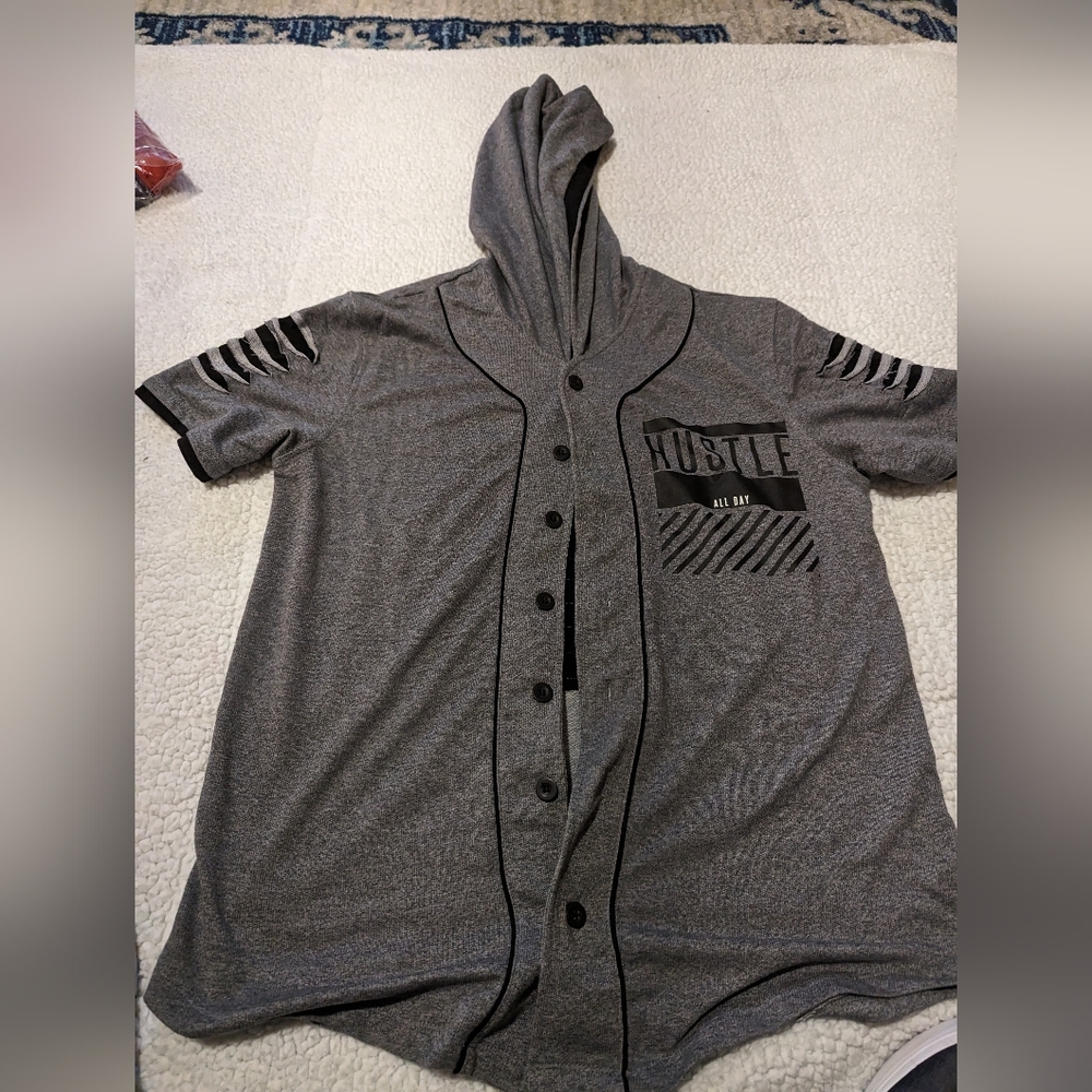 Hooded gray shirt